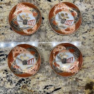 Vintage! Four Tea Bag Plates or Butter Pats! Lunch Set